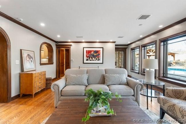 living room with hardwood / wood-style floors