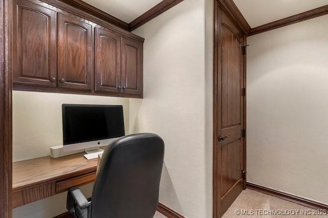 office space with ornamental molding