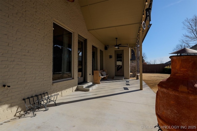 view of patio / terrace with ceiling fan