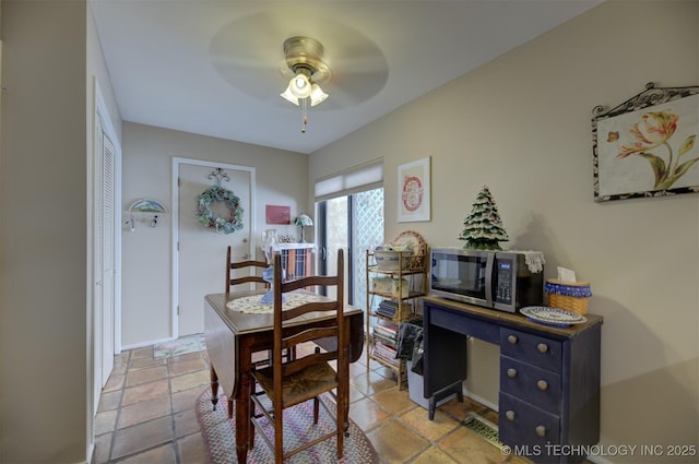 dining area with a ceiling fan