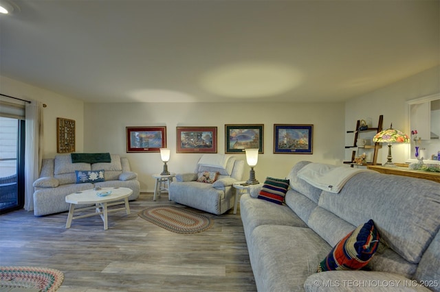 living area featuring wood finished floors