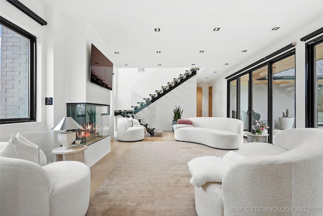 living room with light wood-type flooring