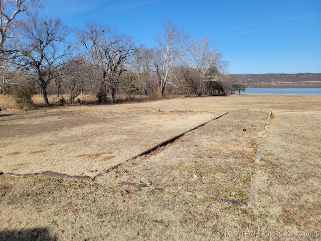 view of yard with a water view