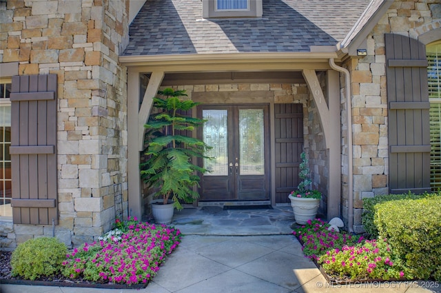 property entrance with french doors