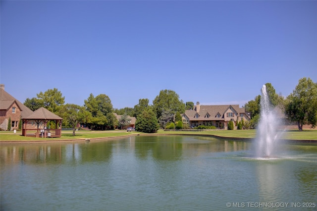 water view featuring a gazebo