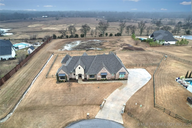 aerial view with a rural view