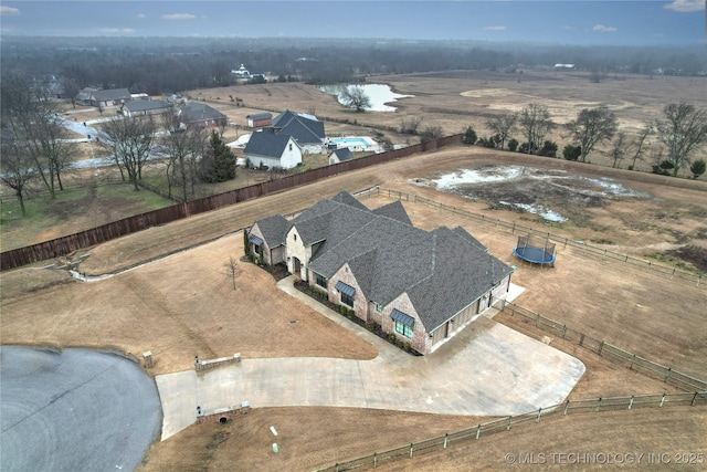 bird's eye view with a rural view