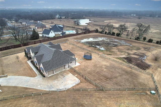 bird's eye view featuring a rural view