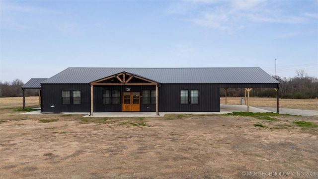 view of front facade featuring french doors