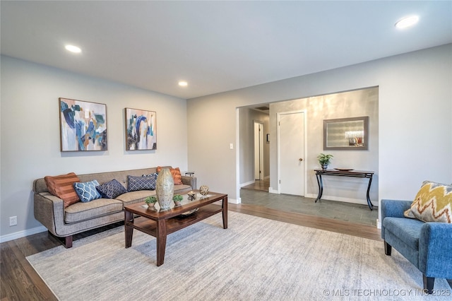 living room with wood-type flooring