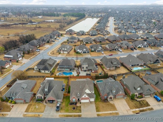 aerial view with a residential view