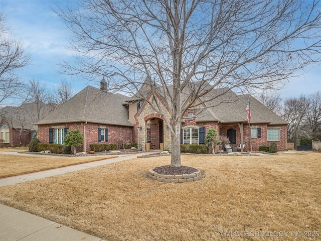 view of front facade featuring a front yard