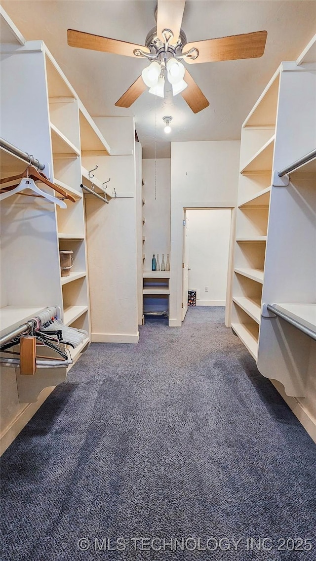 116568 S 4268th Rd, Checotah, OK 74426 - walk in closet featuring carpet flooring and a ceiling fan