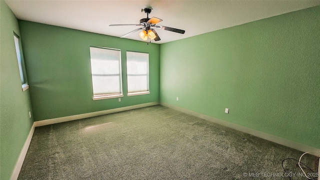 116568 S 4268th Rd, Checotah, OK 74426 - carpeted empty room featuring a ceiling fan, baseboards, and a textured wall