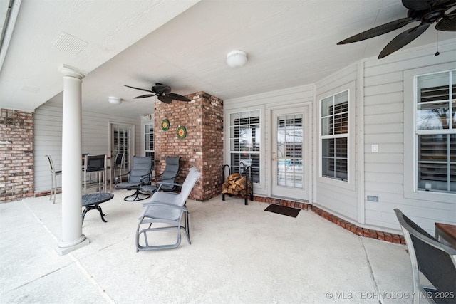 view of patio / terrace with ceiling fan