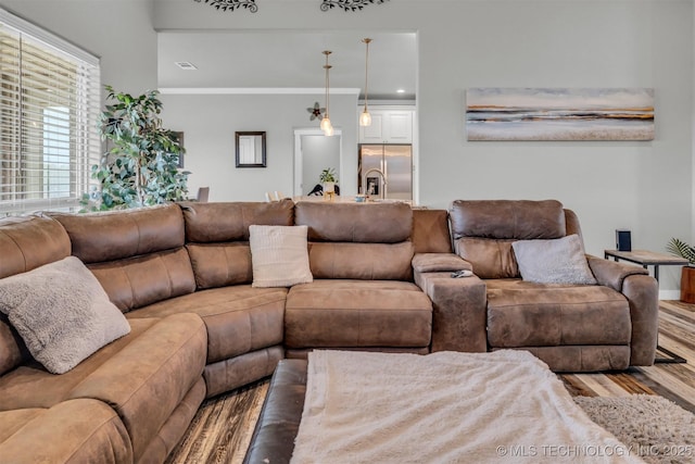 living room featuring light hardwood / wood-style floors