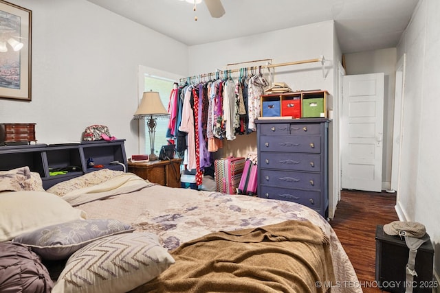 bedroom featuring dark hardwood / wood-style floors