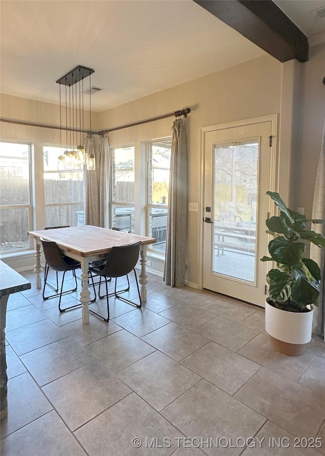 view of tiled dining area