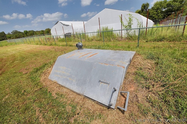 view of storm shelter