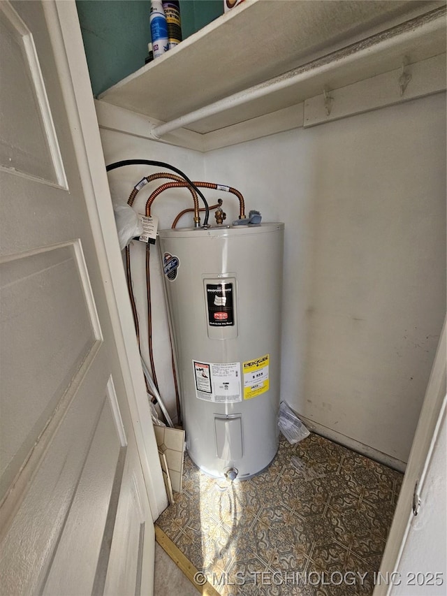 utility room featuring water heater