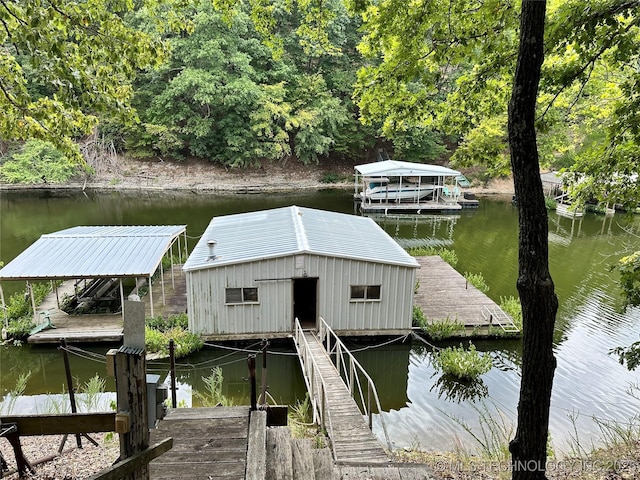 view of dock featuring a water view