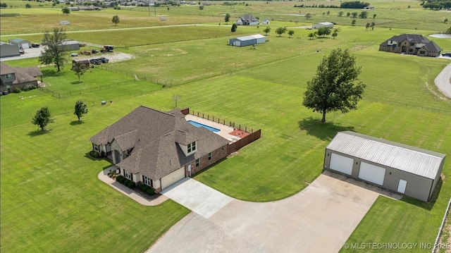 bird's eye view featuring a rural view