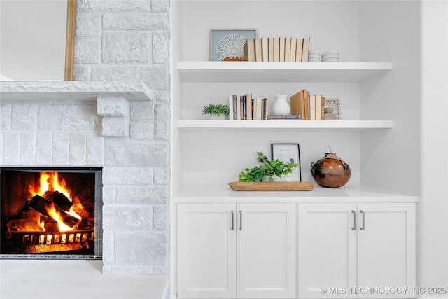 interior details with built in shelves