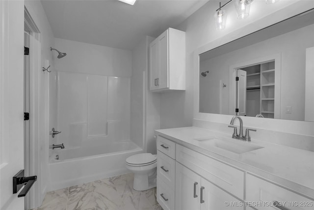 full bathroom with shower / washtub combination, toilet, and vanity