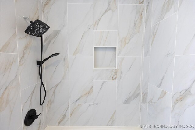 interior details with tiled shower