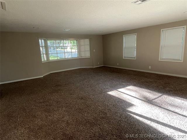 spare room with carpet and a textured ceiling