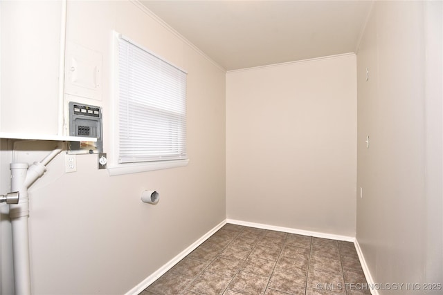 laundry room featuring ornamental molding