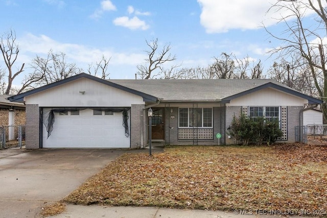 single story home with a garage