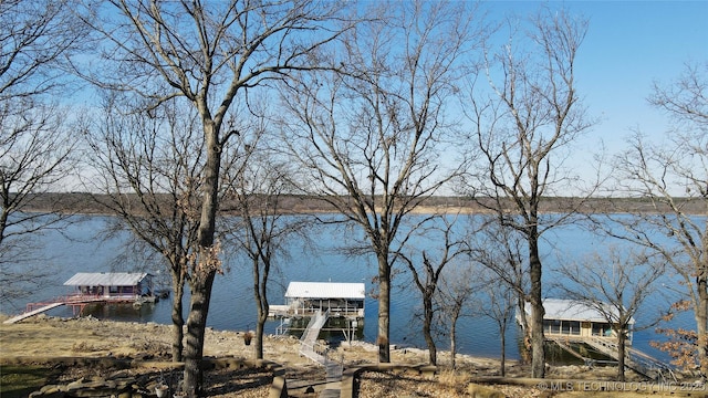 view of water feature featuring a dock