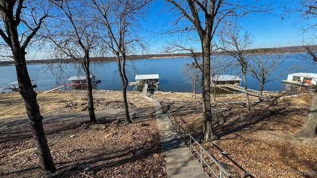 dock area featuring a water view