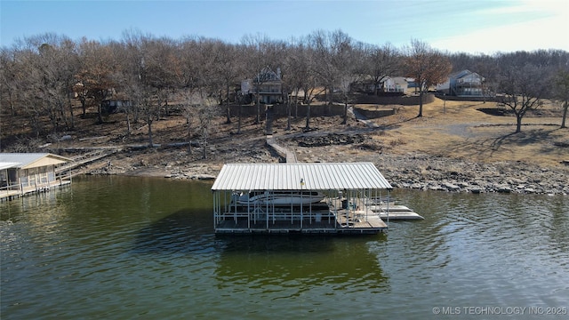 view of dock featuring a water view