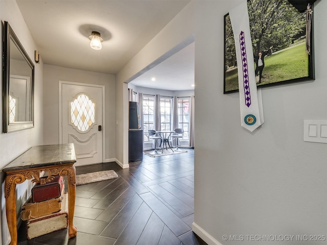 entrance foyer with dark wood-type flooring