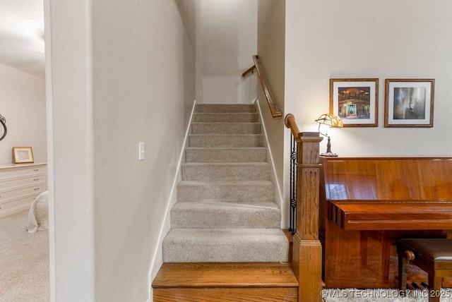 stairs featuring carpet