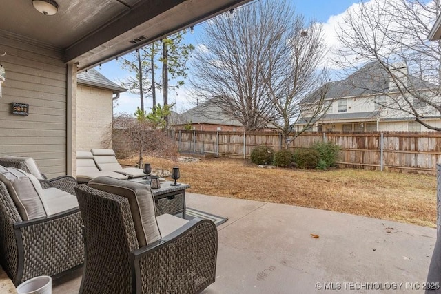 view of patio with an outdoor living space