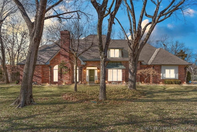 view of front of property with a front lawn