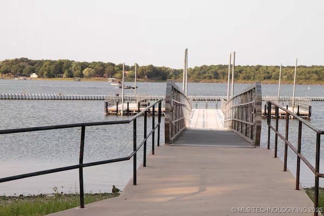 view of dock featuring a water view