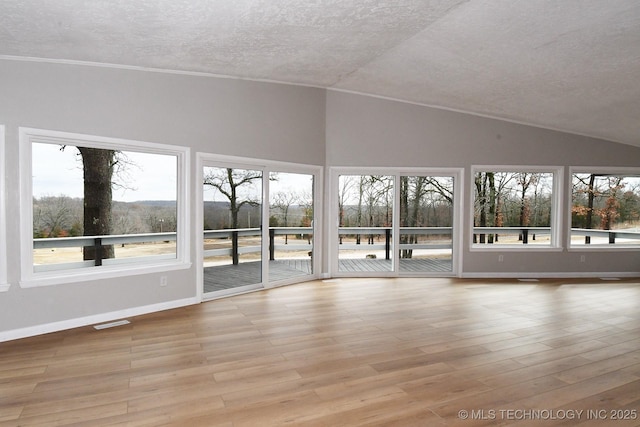 unfurnished sunroom with vaulted ceiling