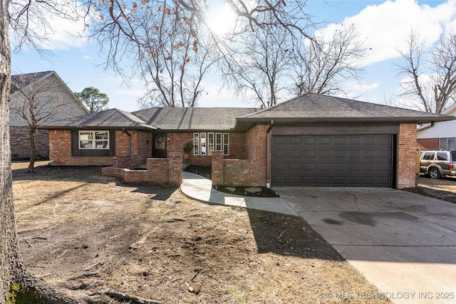 single story home with a garage