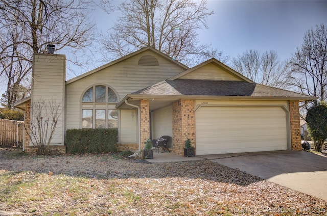 single story home with a garage