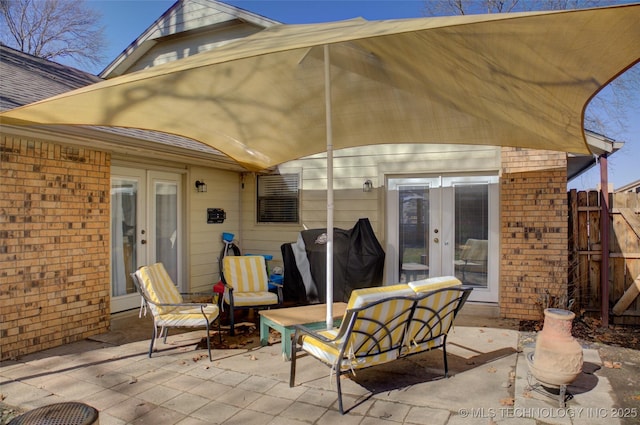 view of patio / terrace featuring french doors