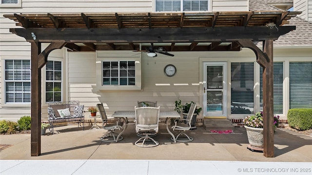 view of patio featuring a pergola