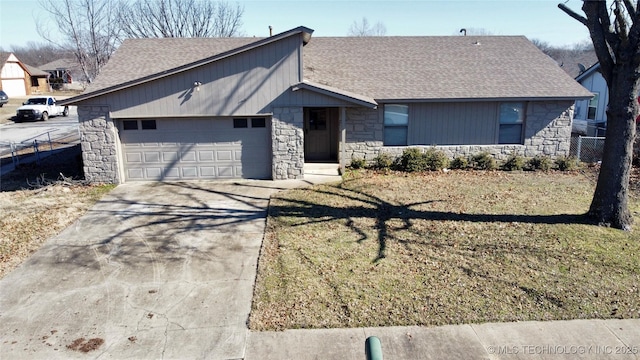 single story home with a garage