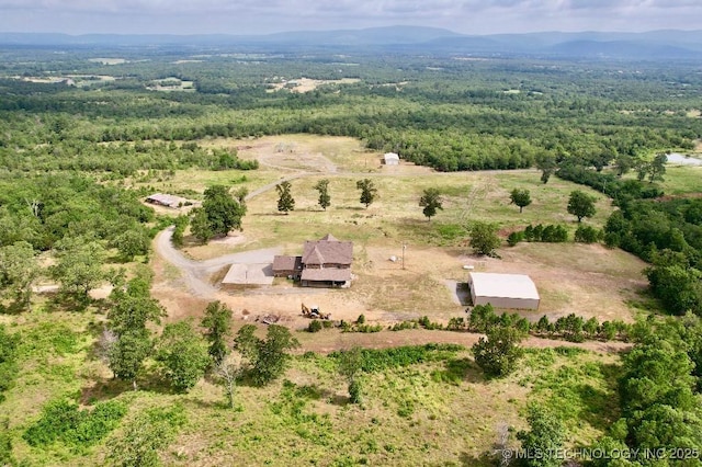 aerial view with a mountain view