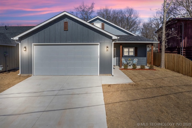 view of front of home with a garage