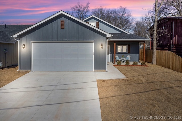 view of front of home with a garage