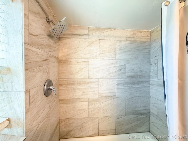 bathroom featuring a shower with shower curtain